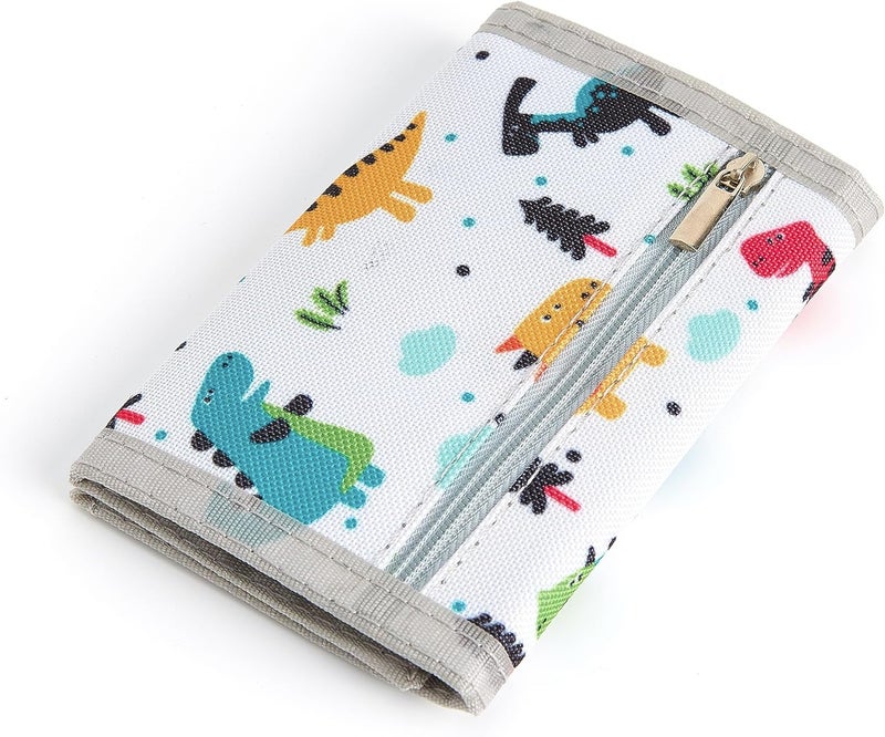 Nitort Wallet, Canvas Outdoor Sports Wallets for Kid, Lovely Wallet with Zipper for Kids- Front Pocket Wallet with Magic Sticker for Children Dinosaur 01 - Image 3